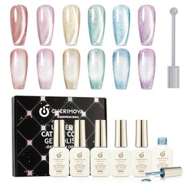 CHERIMOYA Kit de Esmaltes de Uñas en Gel Ojo de Gato Opal Daydream con Imán | 6 Colores 8ml Juego de Manicura Magnético UV/LED para Nail Art DIY, Rega