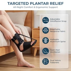 Adjustable Night Splint for Plantar Fasciitis, Foot Drop & Achilles Relief