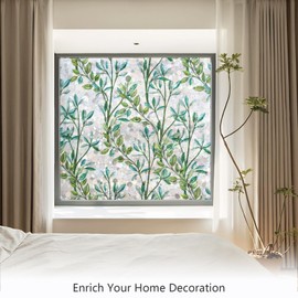 LEMON CLOUD Window Privacy Film Stained Glass Window Clings for Glass Windows, Decorative Vinyl Sticker Decal, Static Cling Sun Blocking Door Covering, Non-Adhesive 17.5 x 157.4 inches