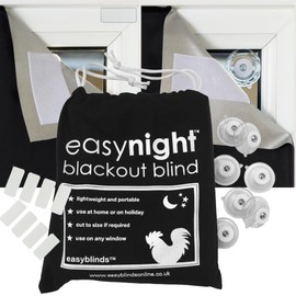 Easynight Portable Travel Blackout Blind, 100% Light Blocking Fabric, Regular, Fit Any Size/Shape Up To 150x145cm, Made to Measure Service Available, No Drill, Easy Use Temporary Permanent Anywhere