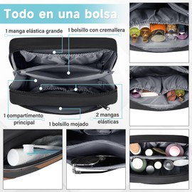 Neceser de Viaje para Hombre y Mujer, Bolsas de Maquillaje Impermeables, Organizador de Neceser de Baño, Bolsa de Cosméticos para Artículos de Tocador, Cosméticos, Herramientas de Afeitado Negro
