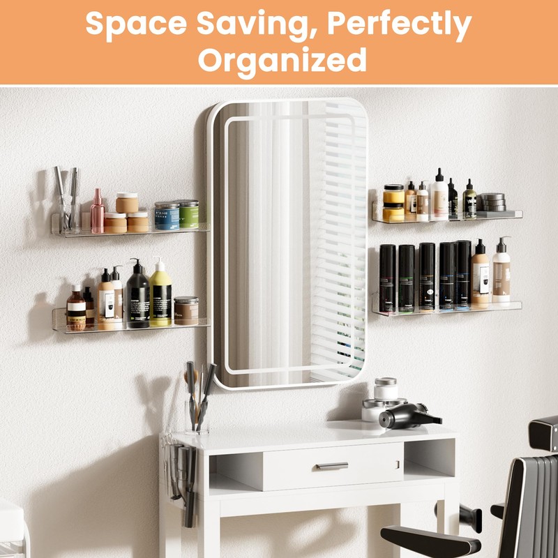 upsimples 4 Pack Acrylic Shelves for Wall Storage, 15" Floating