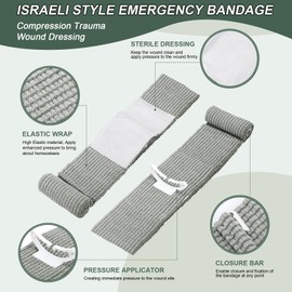 Israeli Bandage Set, Israeli Federation Pressure Dressing, Pack of 4
