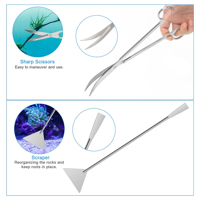 Extra Long Aquarium Aquascaping Tools Kit 8 in 1, Liveek