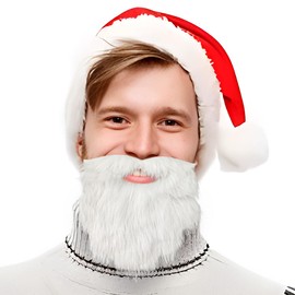 Santa Beard Christmas Beard Plush Self Adhesive Soft Adult Christmas Costume Accessories Fake Father Christmas White Beard