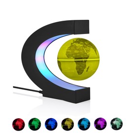 Floating Globe, Magnetic Levitation Globe Ball Lamp with LED Light, Levitating World Map 360° Rotating Geographic Globe World Map for Home Office Decor