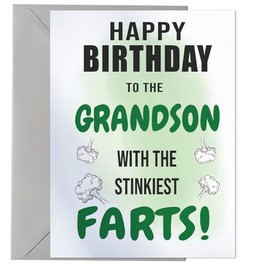 Joke Funny Birthday Card for Grandson With the Stinkiest Farts