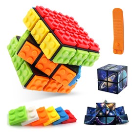 GZLCEU 1 Piece 3 x 3 Rubik's Cube, Removable Cube with 1 Blue Starry Sky, 2-in-1 Shape Changing Magic Cube & 1 Disassembler for Children Adults Magic Cube