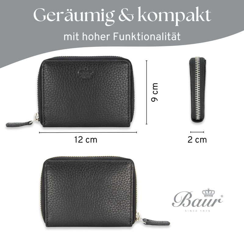 Baur Women's Genuine Leather Wallet, Mini Wallet with RFID Protection,