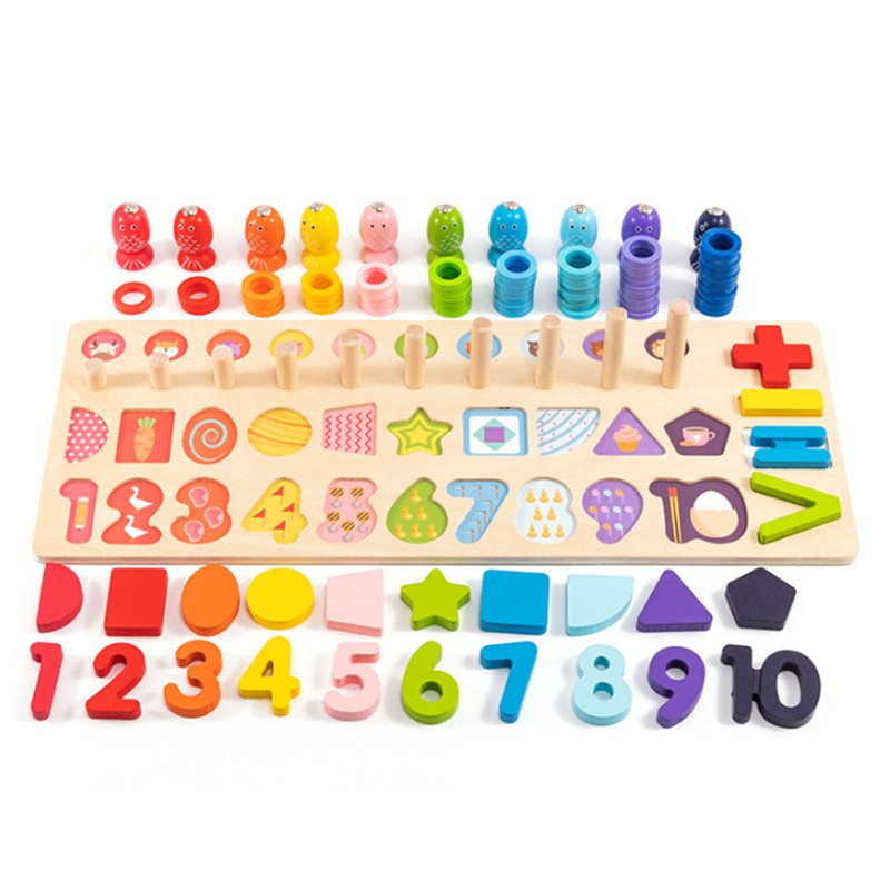 Number Sorting Toys 10 Shapes 1 to 10 Numbers Wooden