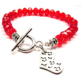ChubbyChicoCharms Music Notes All Over Crystal Toggle Bracelet in Crimson Red
