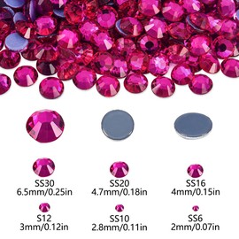 Blinginbox Hotfix Rhinestones, 1440 Pcs Crystal Hotfix Rhinestone Glass Rhinestones Round Crystal Gems Glass Stones for Clothes Shoes DIY Crafts Supplies(Rose B-SS16)