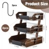 Briwooody Wooden Fruit Basket for Kitchen Counter with Banana Hangers