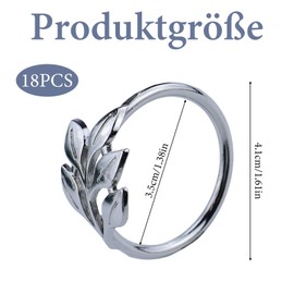 Pack of 18 Napkin Rings Silver Napkin Rings Leaves Napkin Buckles with 5 Leaves Napkin Ring for Parties, Thanksgiving, Weddings