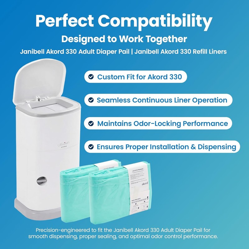 Janibell Akord 330 Adult Diaper Pail Refill Liners, 2 Count
