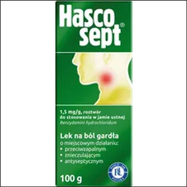Categories:Ear, throat, nose,Pharmacy Hasco,Hascosept liquid 100g-Hascosept płyn 100g,Hasco
