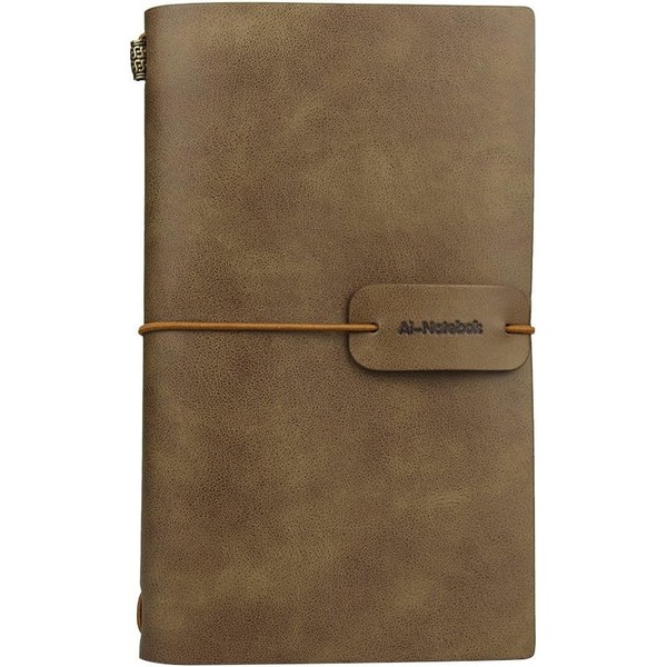 White Coffee Blank Notebook PU Leather Refillable Lined Pages Card