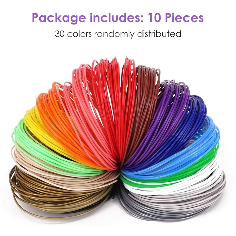 Helweet 3D Pen Filament Refills PLA, 10 Colors (Random), 1.75