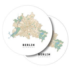 Vinyl Round Stickers (Set of 2) 10cm - Color Map Berlin Germany for Laptops, Tablets, Luggage, Scrap Booking, Fridges #61061