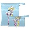 visesunny Funny Giraffes in Funky Glasses 2Pcs Wet Bag with