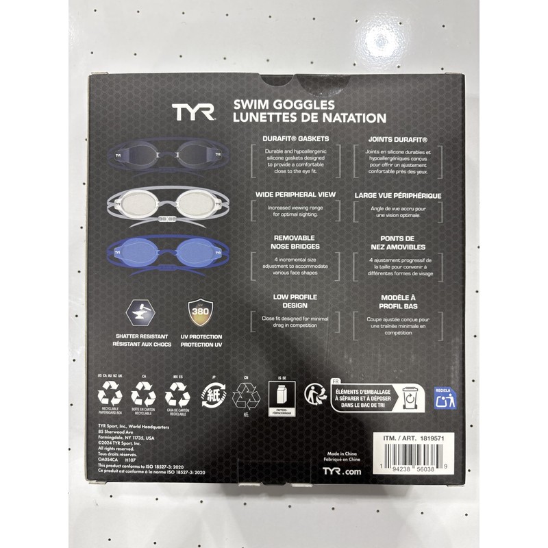 TYR LCWAGCA074ALL Cstc Adult Goggle Se SMK/BLK OS