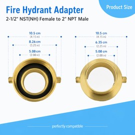 Brass Fire Hydrant Adapter 2-1/2" NST Female x 2" NPT Male with Pin Lugs