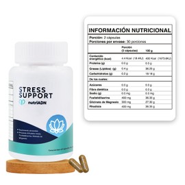 nutriADN – STRESS SUPPORT – Suplemento 60 Cápsulas de 550 mg con Glicinato de Magnesio | Fosfatidilserina | Rhodiola Rosea | Apoya la Concentración y Estado de Ánimo