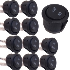 Round Toggle Switch ON-OFF Button Switch 12 V Car Switch SPST Mini Rocker Switch 20 mm 2-pin 6 A/250 V 10 A/125 V AC for Motorcycle, Saloon, Boat with Wire, Pack of 10