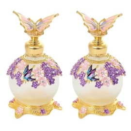 TEAMWILL 2PCS 25ml Reusable Vintage Butterfly Perfume Bottle Lady Essential Oil Bottle Gifts