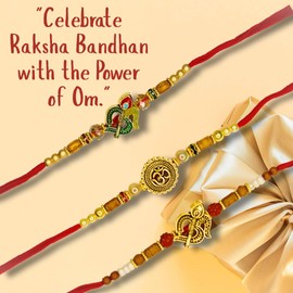 MANUSHYA LIFE Set of 3 Premium Rakhi For Brother And Bhabhi | Lumba Rakhi For Bhabhi | Raksha Bandhan Rakhi | Rakhi for Brother (OM)