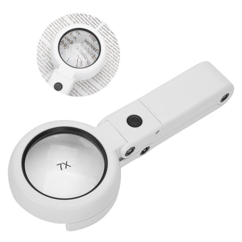 Desktop Handheld LED Magnifier 7X USB Battery Powered Reading Magnifying