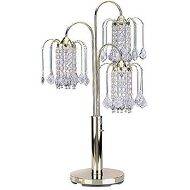 Ore International 716G-A able Lamp with Crystal-Like Shades, Polished Brass