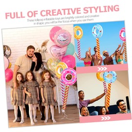 BESPORTBLE 5pcs Inflatable Donut Lollipop Sticks Cheerleading Party Supplies for Boys and Girls Birthday Beach Pool Events Fun Donut Theme Decorations Easy to Use Store