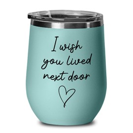 Friendship Teal Edition Wine Tumbler 12oz - I Wish You Lived Next Door - Funny Witty Best Friend BFF Soulmate Birthday for Men Women Bestfriends