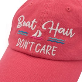 Lifecraft Boat Hair Don't Care Embroidered Distressed Denim Womens Baseball Cap Dad Hat