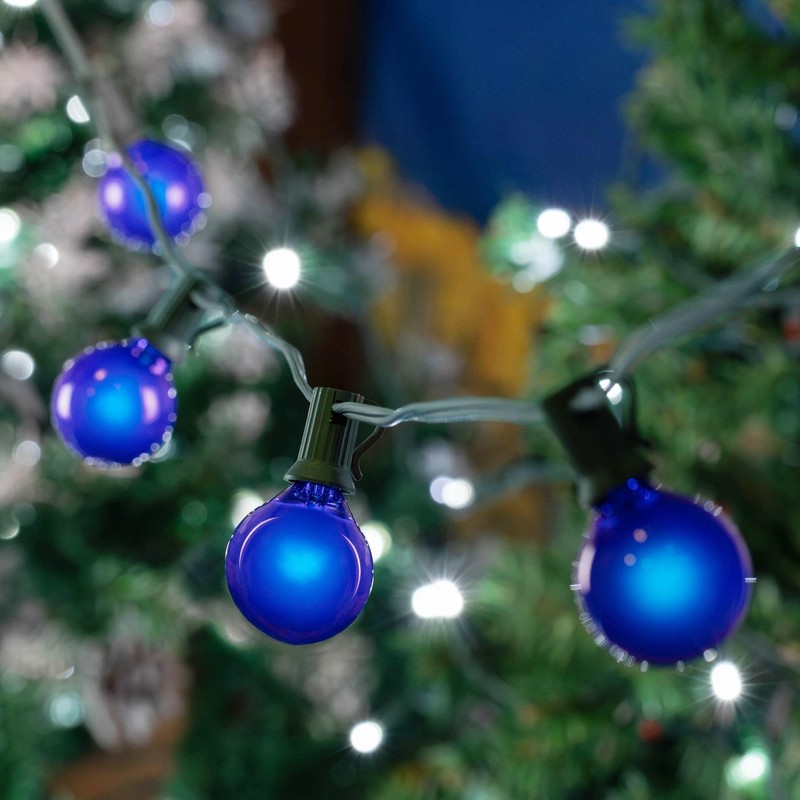 Novelty Lights 25 Pack G40 Blue Outdoor Globe Bulbs, Light