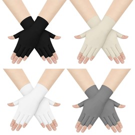 CharmBurst 4 Paar UV-Schutz Handschuhe für Frauen, Halbfinger-Design, Sonnenschutz für Nägel, Fingerlose Hand-Schutz-Gloves für Outdoor und Sommeraktivitäten