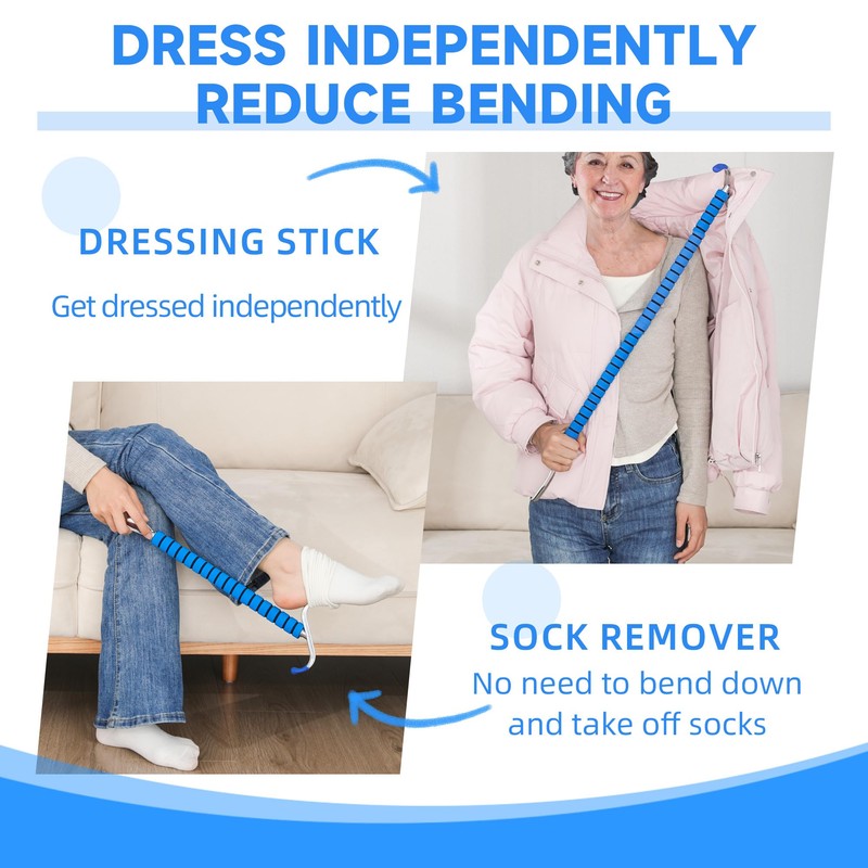 Fanwer Metal Long Shoe Horn with Dressing Stick - Shoe