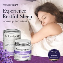 NaturallyMum - Loción corporal de magnesio [NATURAL Y VEGANA] - Loción en crema de magnesio tópica que favorece el sueño y los huesos.