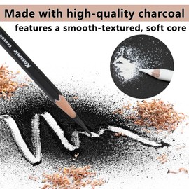 6pcs Colored Charcoal Pencils Set Highlight Sketch White Soft Charcoal Pencil Carbon Pencils for Shading Portrait Professional Sketching Carbon Pencil