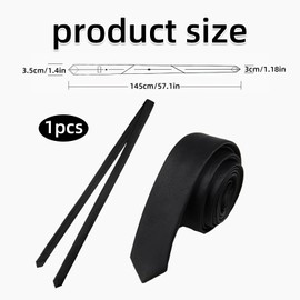 HSLPSM Women's Black Tie, Adjustable Tie, Black, Formal Black Ties, Jk Uniform Tie, Slim Scarf, Ideal for Business, Weddings, Formal Events, black