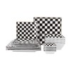 Porlien Checker Porcelain Square Dinnerware Set for 4, Dishes Set