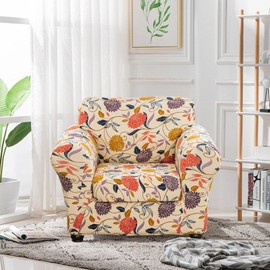 Lamberia Printed Sofa Cover High Stretch Sofa Slipcovers 2 Piece Armchair Slipcover with One Separate Cushion Cover Elastic Bottom Floral Pattern (Vine Flower, Armchair)