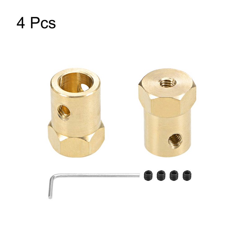 sourcing map Hex Coupler 8mm Bore Motor Hex Brass Shaft