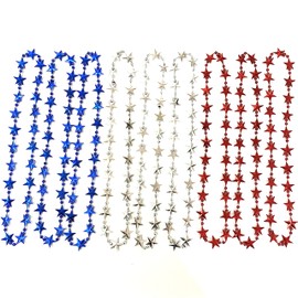 Robbstark Independence Day Beads Necklaces 4th of July Red White Blue Beads Patriotic Party Supplies(12 Pcs), Blue,White,Red