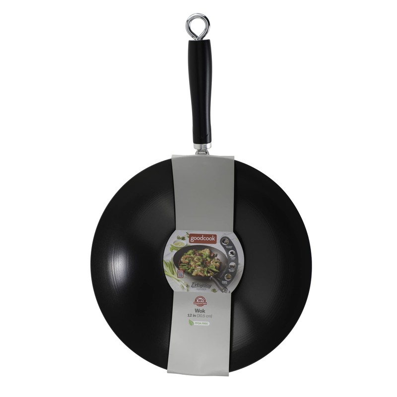 GoodCook Everyday Nonstick Wok, 12 Inch, Black