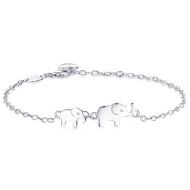 BlingGem Elephants Bracelet for Women 925 Sterling Silver 2 Generations Bracelet for Grandmother Mother Daughter Bracelets Animal Jewelry Mothers'Day Birthday Gifts for Women Mom