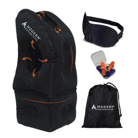 Modern Advantage Inflatable Travel Pillow for Airplanes with Adjustable Extra Bottom, Support Head & Chin to Avoid Neck & Shoulder Pain, for Travelling, Office Napping with Eye Mask & Earplug