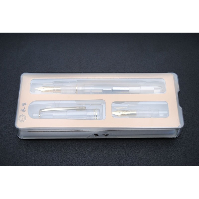 czxwyst 659 Double Nibs Fountain Pen (Transparent with Golden Clip)