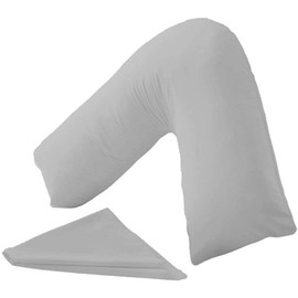 Bronwen Mathews V Shaped Pillowcase, Orthopedic, Nursing, Maternity Neck Support V Pillow Cover Only (V Pillowcase, Silver)